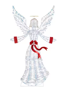 lot 24 image: 6 ft. Iridescent Ribbon Angel Holiday Yard Decoration H 72.05 in, W 38.58 in, D 12.60 in