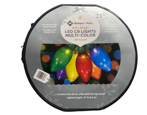 lot 25 image: 4 Packs Members Mark Ultra Bright LED C9 Lights, IndoorOutdoor, Multicolor 50-Count Ultra Bright LED