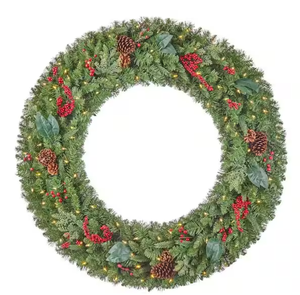 lot 29 image: 48 in. New Winslow Fir Pre-Lit LED Wreath Model # 22PG80056 UPC Code # 195546004701