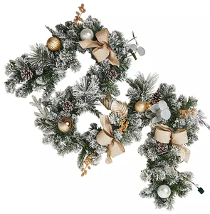 lot 30 image: Members Mark Pre-Lit 9 Decorated Garland - Flocked