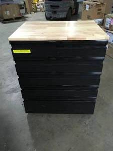 Husky Heavy Duty 18-Gauge Steel 5-Drawer Black Garage Base Cabinet  Customer Returns See Pictures