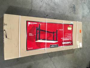 Husky 6 ft. Adjustable Height Solid Wood Top Workbench in Black for Ready to Assemble Steel Garage Storage System Customer Returns See Pictures