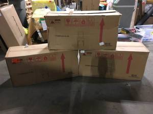 Lot of 3 Noble House Benewah Beige and Weathered Brown Fabric Dining Chairs (Set of 2) Customer Returns See Pictures