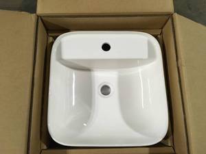 Glacier Bay 16.5 in. Ceramic Square Vessel Bathroom Sink in White  Customer Returns See Pictures