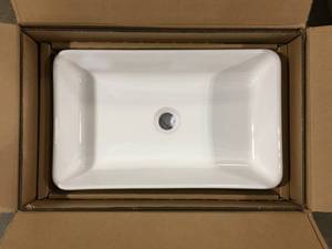 Glacier Bay 21.6 in. Ceramic Rectangular Vessel Bathroom Sink in White Customer Returns See Pictures