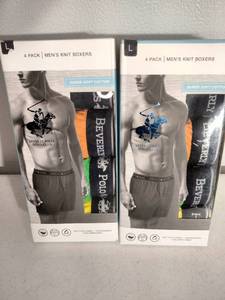 lot 212 image: (2) NEW Beverly Hills Polo Club Mens 4 Pack Knit Boxer, Size Large