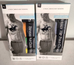 lot 214 image: (2) NEW Beverly Hills Polo Club Mens 4 Pack Knit Boxer, Size Extra Large