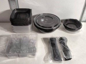 lot 238 image: Assorted Plastic Cutlery and FoodTakeout Boxes and Bowls