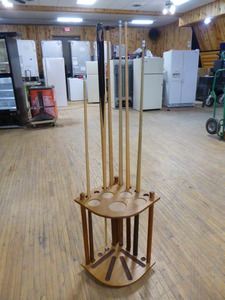 lot 96 image: Pool Cues with Stand