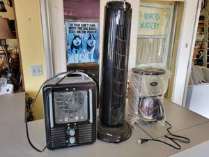 lot 36 image: New Gevalia Coffee Maker, Tower Fan and Milkhouse Heater