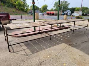 lot 39 image: (2) Metal and Wood Greenhouse Display Tables - Approx. 20 x 4 x 34 Tall