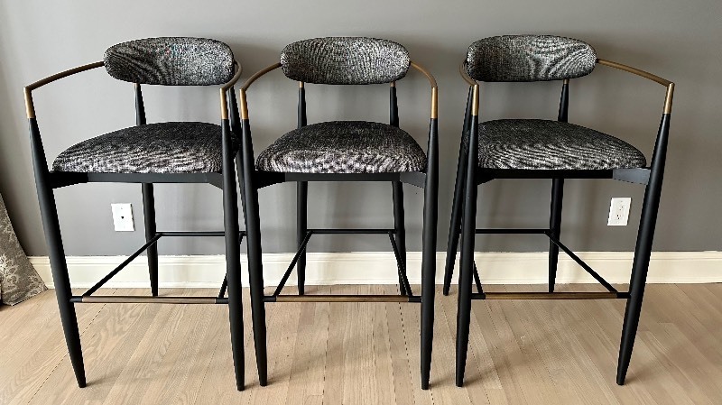 lot 8A image: Set of Three Jagger Barstools by Arhaus