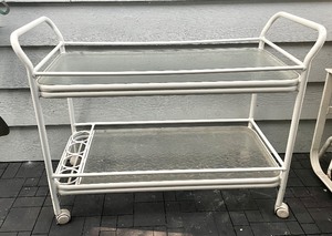 lot 41 image: Glass Shelved Metal Serving Cart