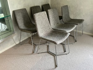 lot 8 image: Set of 8 Modern Gray Upholstered Dining Chairs