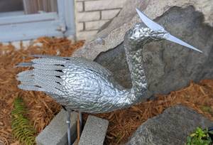lot 84 image: Pair of Metal Crane Garden Sculptures