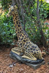 lot 85 image: Painted Cement Giraffe Sculpture