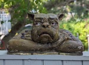 lot 89 image: Painted Cement Dog Sculpture