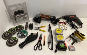 lot 14 image: Grinder With Attacments, Drill And More