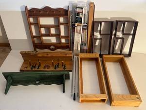 lot 55 image: Large Group Of Misc. Decorative Wood Shelves And More