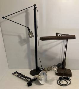 lot 65 image: Three Misc. Cool Lamps 1 Vintage Metal Table Lamp
