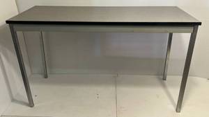 lot 97 image: Small Wood Top Metal Table With Metal Legs 18D  x 48W x 29T