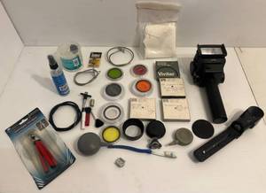 lot 115 image: Group Of Misc. Camera Equipment Including Filters, Flash And More