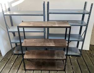 lot 120 image: Three Tin Shelves  2 36T x 30W x 11 12D 1 36T x 30W x 10D
