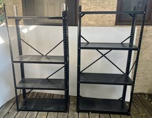 lot 121 image: Two Tin Black Shelves 59T x 30W x 12D