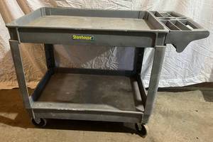 lot 129 image: Storehouse Brand Fiber Plastic Push Cart 46W x 25D x 33T