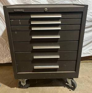 lot 144 image: Kennedy Brand 7 Drawer Metal Rolling Tool Box (NO KEY) 27W x 18D x 35T