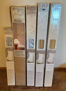 lot 171 image: Group Of Misc. Window Blinds (NIB) 2 Ivory 36 x 64 2  White 35 x 64 1 White 27 x 64