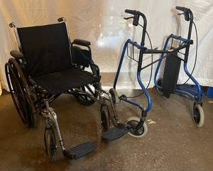 lot 173 image: Folding Walker & Wheel Chair