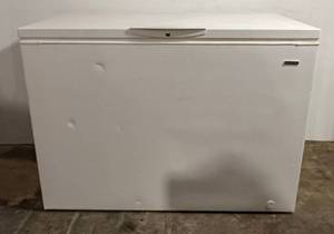 lot 195 image: Heavy Duty Kenmore Chest Freezer 48W x 35T x 27 12 D (BRING YOUR OWN HELP TO LOAD) IN BASEMENT