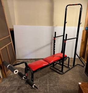 lot 211 image: Vintage Sears Brand WB5000 Modular Home Gym Weight Bench (BRING YOUR OWN HELP TO LOAD) IN BASEMENT