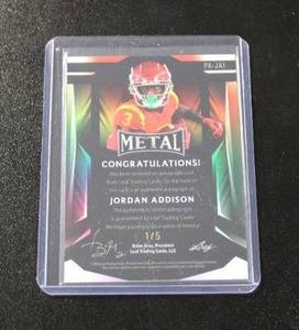 lot 8 image: 2023 Leaf Metal Draft Jordan Addison Autograph #PA-JA1 Rookie Card 15  Only 5 Exist