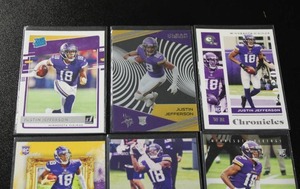 lot 10 image: Justin Jefferson Football Card Rookie Lot  6 Rookie Cards