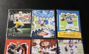 lot 11 image: Joe Burrow & Justin Herbert Football Card Rookie Lot  6 Rookie Cards