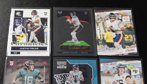 lot 12 image: Trevor Lawrence & Justin Fields Football Card Rookie Lot  6 Rookie Cards
