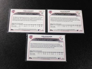 lot 34 image: 2022 Topps Chrome Cole Sands Autograph x2 & Josh Winder Autograph  3 Twins Autographs