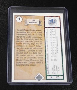 lot 72 image: 1989 Upper Deck Ken Griffey Jr. #1 Rookie Card