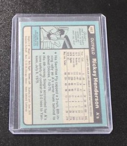 lot 76 image: 1980 Topps Rickey Henderson #482 Rookie Card  Mid Grade or BetterNo Creases