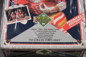 lot 80 image: 1991 Upper Deck Football Unopened Hobby Box Lot  4 Boxes