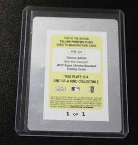 lot 106 image: 2019 Topps Chrome Chance Adams Yellow Printing Plate #FFA-CA  Only 1 Exist