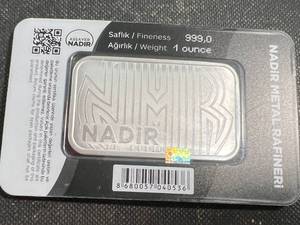1 TROY OZ .999 FINE SILVER NADIR BAR