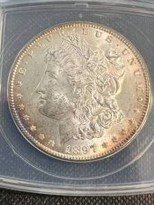 1897 US MORGAN SILVER DOLLAR ANACS MS62