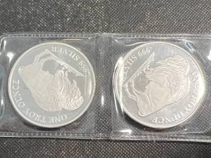 GROUP OF 2 BUFFALO ROUNDS EACH 1 TROY OZ .999 FINE SILVER