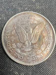 1 TROY OZ .999 FINE SILVER 1987 MORGAN DOLLAR DESIGNED ROUND