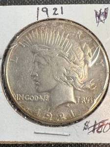 1921 US SILVER PEACE DOLLAR