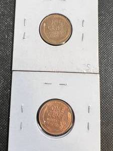 2 US WHEAT CENTS 1938-D-S