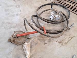 lot 71 image: Lot of (2) Hand Pumps with Hoses and Extra Handle